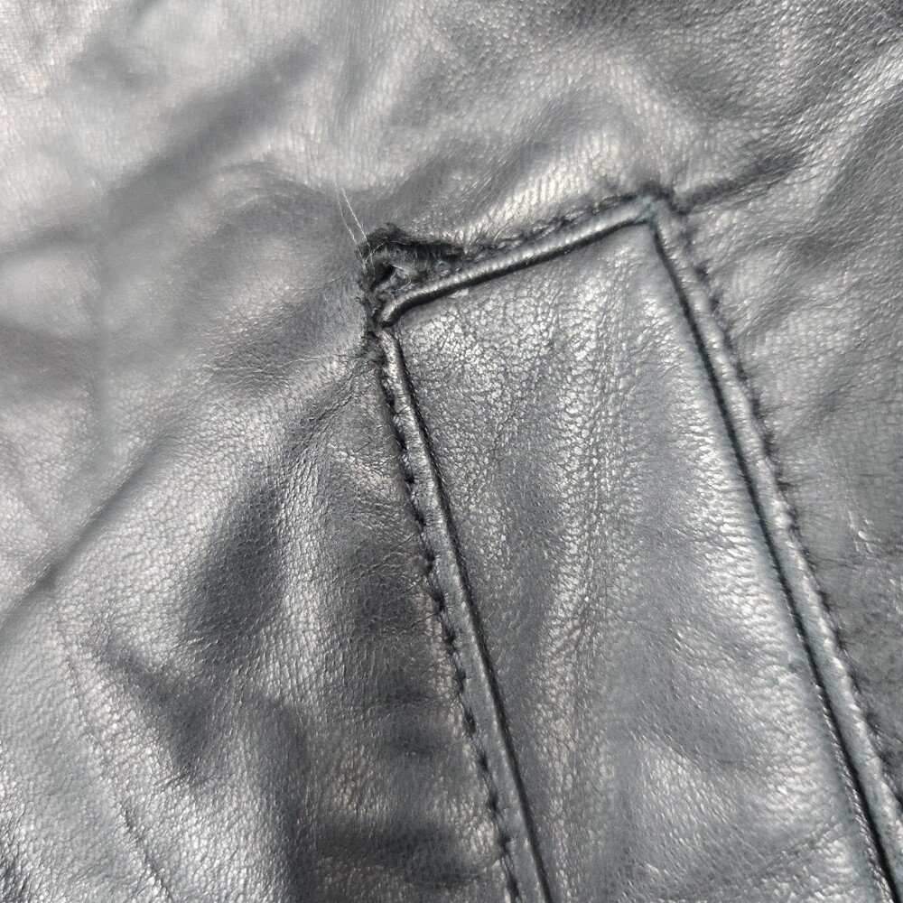 Worn Vintage 90s Beyond Sport California Lamb Leather Jacket Women L Button Up - Picture 3 of 16
